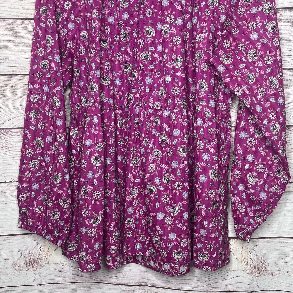 Lane Bryant Purple Ditzy Floral Swiss Dot Peplum Keyhole Top Size 18/20 Plus - Picture 9 of 14